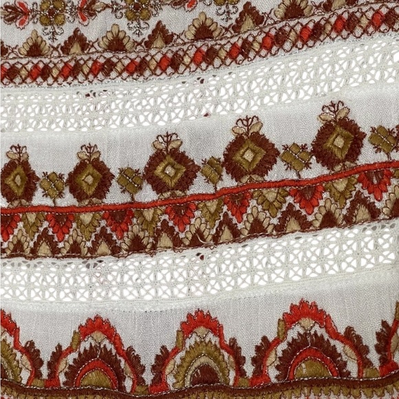 FREE PEOPLE Size M White Embroidered Sunrise Wanderer Mini Dress Summer - Picture 6 of 7